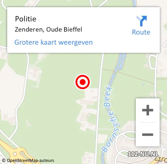 Locatie op kaart van de 112 melding: Politie Zenderen, Oude Bieffel op 6 augustus 2021 13:02