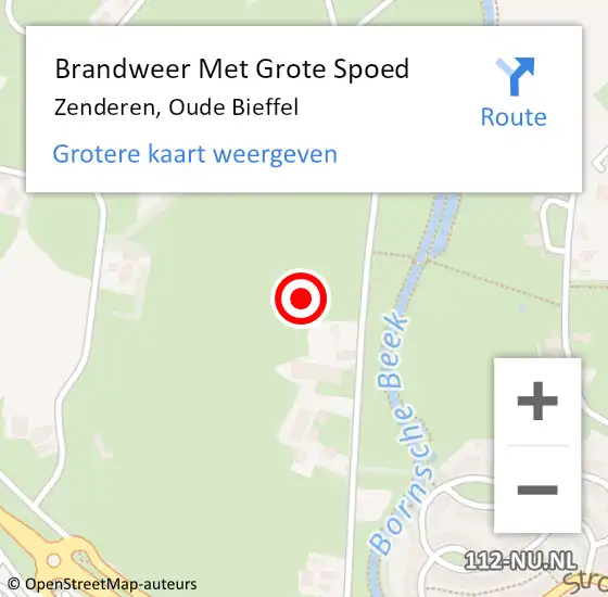 Locatie op kaart van de 112 melding: Brandweer Met Grote Spoed Naar Zenderen, Oude Bieffel op 6 augustus 2021 13:02