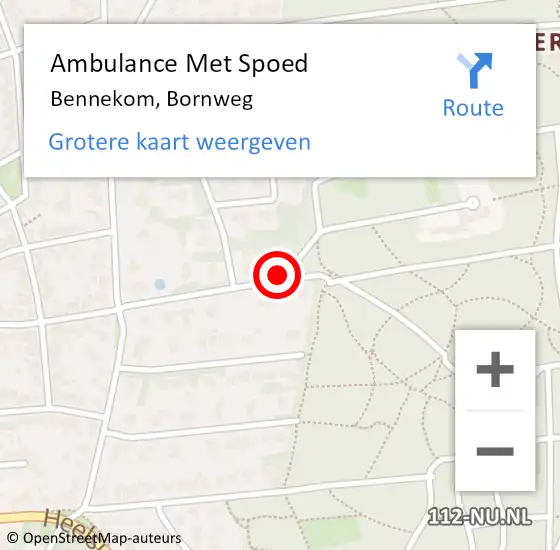 Locatie op kaart van de 112 melding: Ambulance Met Spoed Naar Bennekom, Bornweg op 6 augustus 2021 13:12