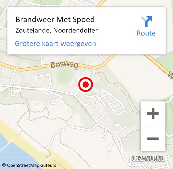 Locatie op kaart van de 112 melding: Brandweer Met Spoed Naar Zoutelande, Noordendolfer op 6 augustus 2021 13:52