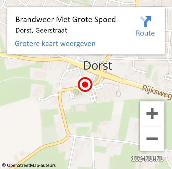 Locatie op kaart van de 112 melding: Brandweer Met Grote Spoed Naar Dorst, Geerstraat op 6 augustus 2021 14:49