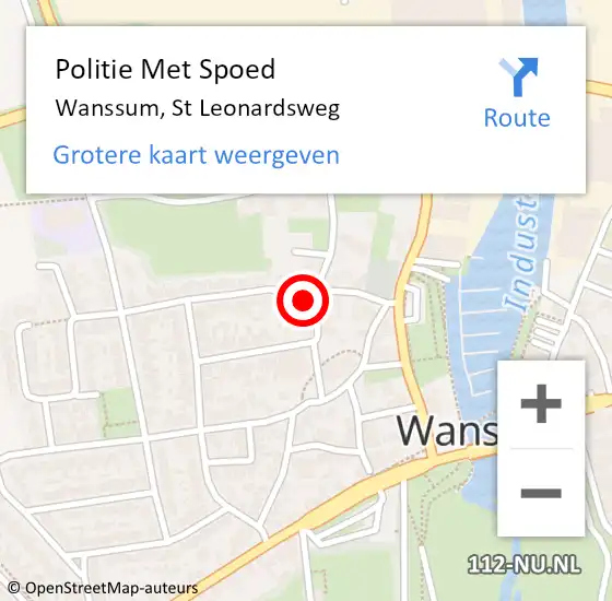 Locatie op kaart van de 112 melding: Politie Met Spoed Naar Wanssum, St Leonardsweg op 6 augustus 2021 15:06