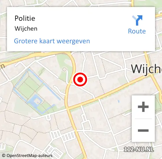 Locatie op kaart van de 112 melding: Politie Wijchen op 6 augustus 2021 15:10