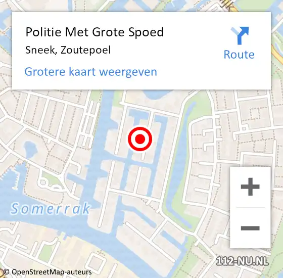 Locatie op kaart van de 112 melding: Politie Met Grote Spoed Naar Sneek, Zoutepoel op 6 augustus 2021 15:15