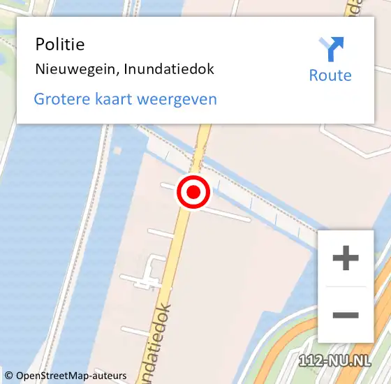 Locatie op kaart van de 112 melding: Politie Nieuwegein, Inundatiedok op 6 augustus 2021 15:26