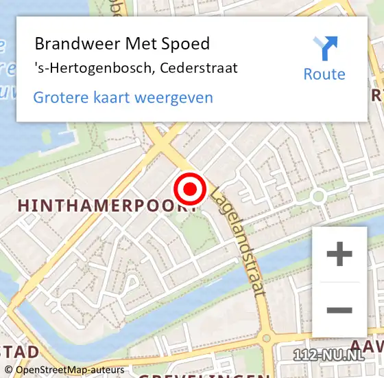 Locatie op kaart van de 112 melding: Brandweer Met Spoed Naar 's-Hertogenbosch, Cederstraat op 6 augustus 2021 15:50