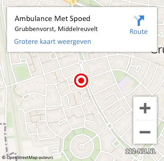 Locatie op kaart van de 112 melding: Ambulance Met Spoed Naar Grubbenvorst, Middelreuvelt op 19 juni 2014 00:02