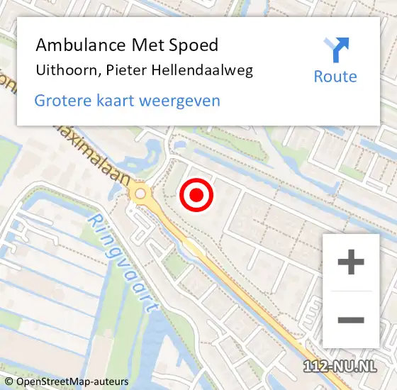 Locatie op kaart van de 112 melding: Ambulance Met Spoed Naar Uithoorn, Pieter Hellendaalweg op 6 augustus 2021 16:12