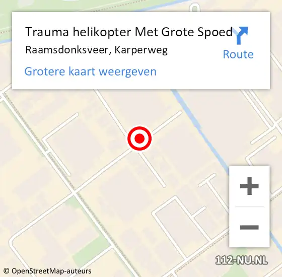 Locatie op kaart van de 112 melding: Trauma helikopter Met Grote Spoed Naar Raamsdonksveer, Karperweg op 6 augustus 2021 16:18