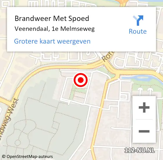 Locatie op kaart van de 112 melding: Brandweer Met Spoed Naar Veenendaal, 1e Melmseweg op 6 augustus 2021 16:41