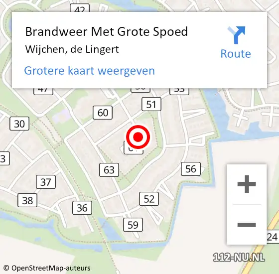 Locatie op kaart van de 112 melding: Brandweer Met Grote Spoed Naar Wijchen, de Lingert op 6 augustus 2021 16:52