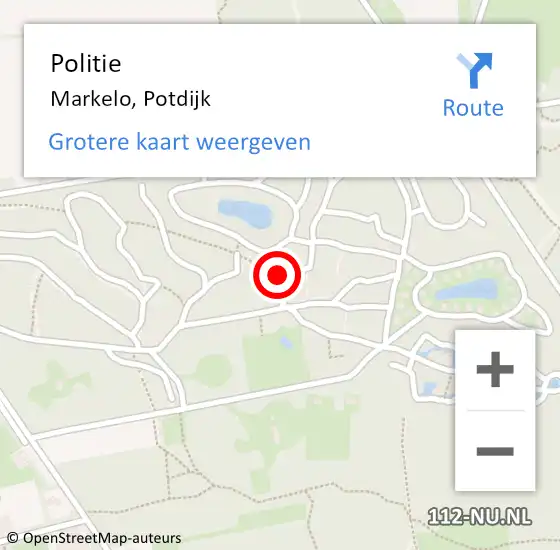 Locatie op kaart van de 112 melding: Politie Markelo, Potdijk op 6 augustus 2021 17:10