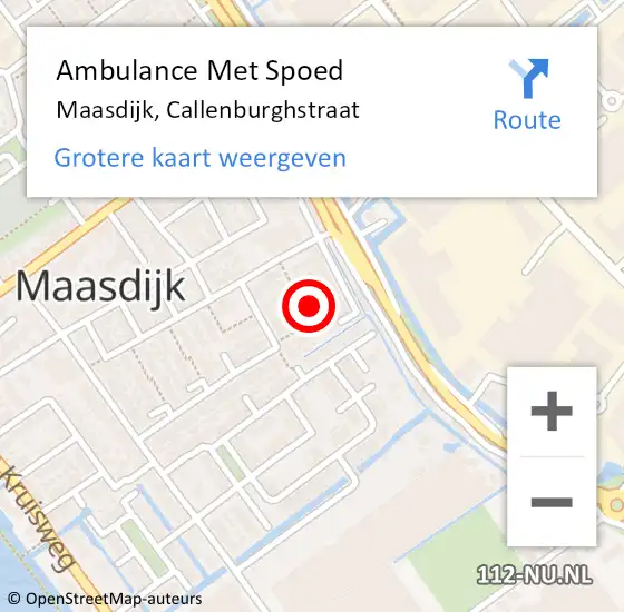 Locatie op kaart van de 112 melding: Ambulance Met Spoed Naar Maasdijk, Callenburghstraat op 6 augustus 2021 17:18