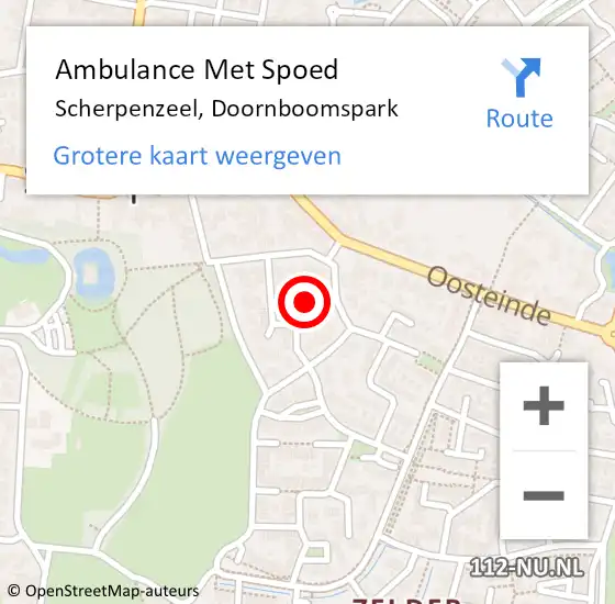 Locatie op kaart van de 112 melding: Ambulance Met Spoed Naar Scherpenzeel, Doornboomspark op 6 augustus 2021 17:39