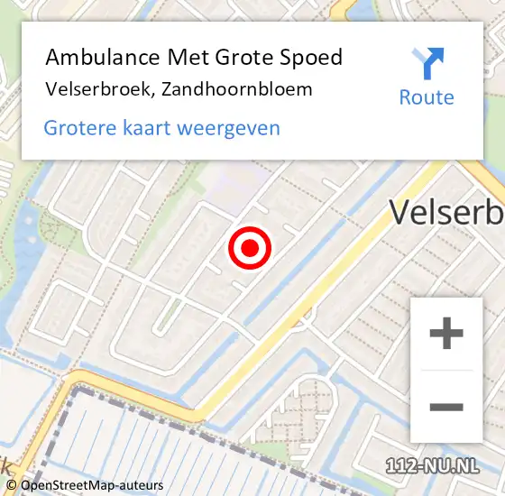 Locatie op kaart van de 112 melding: Ambulance Met Grote Spoed Naar Velserbroek, Zandhoornbloem op 6 augustus 2021 17:53