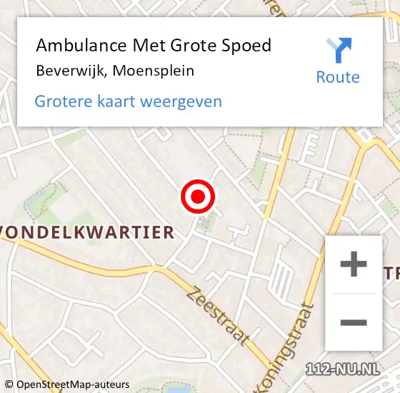 Locatie op kaart van de 112 melding: Ambulance Met Grote Spoed Naar Beverwijk, Moensplein op 6 augustus 2021 18:31