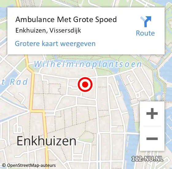 Locatie op kaart van de 112 melding: Ambulance Met Grote Spoed Naar Enkhuizen, Vissersdijk op 6 augustus 2021 18:51