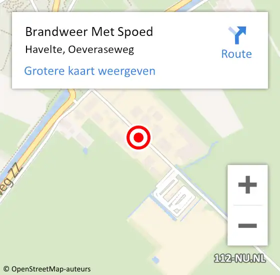 Locatie op kaart van de 112 melding: Brandweer Met Spoed Naar Havelte, Oeveraseweg op 6 augustus 2021 18:57