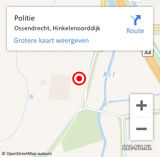 Locatie op kaart van de 112 melding: Politie Ossendrecht, Hinkelenoorddijk op 6 augustus 2021 19:17