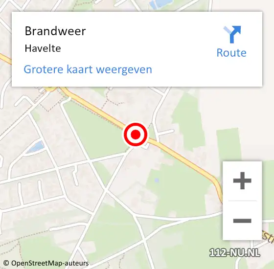 Locatie op kaart van de 112 melding: Brandweer Havelte op 6 augustus 2021 19:27