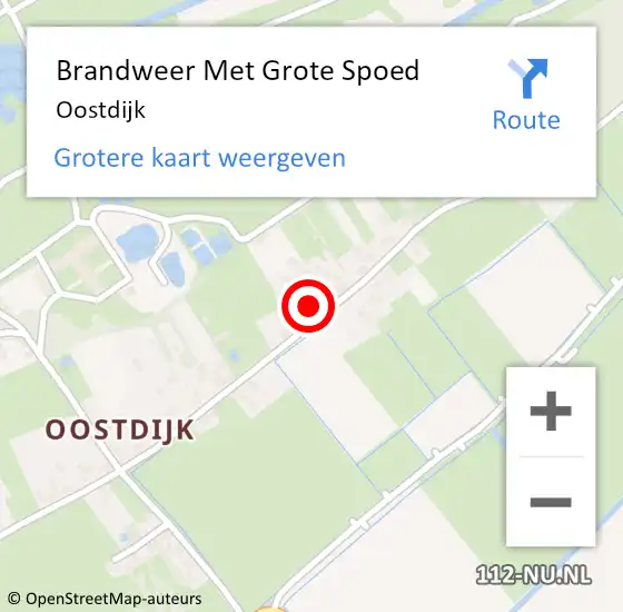 Locatie op kaart van de 112 melding: Brandweer Met Grote Spoed Naar Oostdijk op 5 oktober 2013 14:37