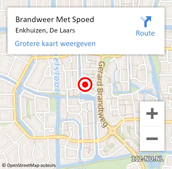 Locatie op kaart van de 112 melding: Brandweer Met Spoed Naar Enkhuizen, De Laars op 6 augustus 2021 19:41