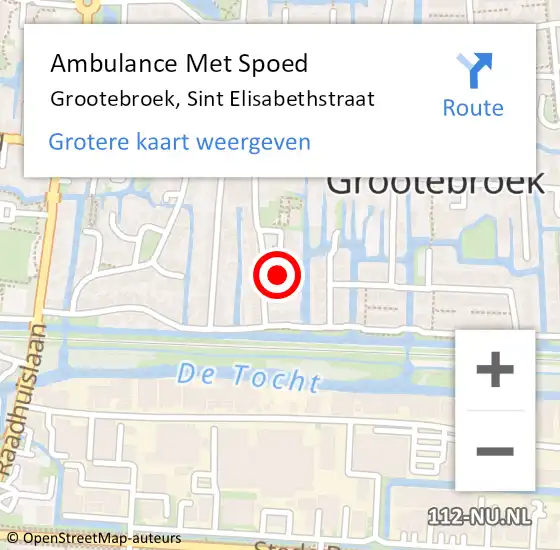 Locatie op kaart van de 112 melding: Ambulance Met Spoed Naar Grootebroek, Sint Elisabethstraat op 6 augustus 2021 19:43