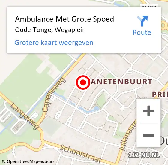 Locatie op kaart van de 112 melding: Ambulance Met Grote Spoed Naar Oude-Tonge, Wegaplein op 6 augustus 2021 19:49