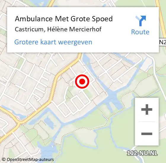 Locatie op kaart van de 112 melding: Ambulance Met Grote Spoed Naar Castricum, Hélène Mercierhof op 6 augustus 2021 20:37