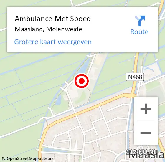 Locatie op kaart van de 112 melding: Ambulance Met Spoed Naar Maasland, Molenweide op 6 augustus 2021 20:57