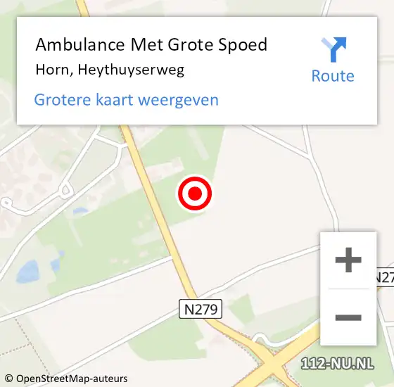 Locatie op kaart van de 112 melding: Ambulance Met Grote Spoed Naar Horn, Heythuyserweg op 6 augustus 2021 21:04