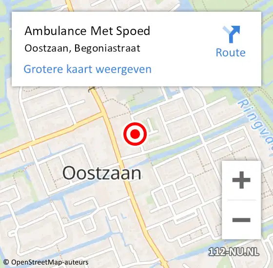 Locatie op kaart van de 112 melding: Ambulance Met Spoed Naar Oostzaan, Begoniastraat op 6 augustus 2021 21:12