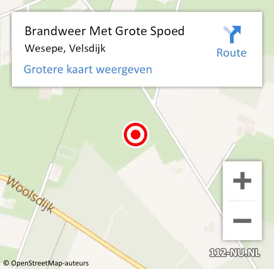 Locatie op kaart van de 112 melding: Brandweer Met Grote Spoed Naar Wesepe, Velsdijk op 6 augustus 2021 22:32