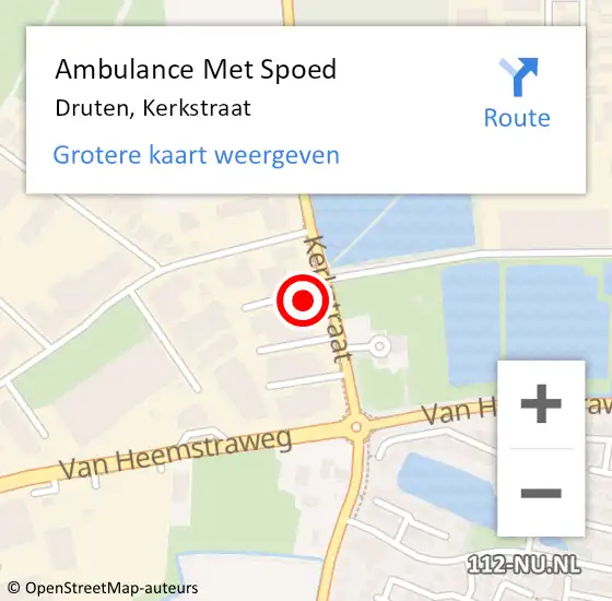 Locatie op kaart van de 112 melding: Ambulance Met Spoed Naar Druten, Kerkstraat op 6 augustus 2021 22:32