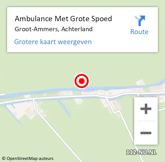 Locatie op kaart van de 112 melding: Ambulance Met Grote Spoed Naar Groot-Ammers, Achterland op 6 augustus 2021 22:43