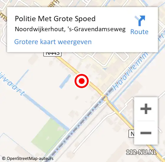 Locatie op kaart van de 112 melding: Politie Met Grote Spoed Naar Noordwijkerhout, 's-Gravendamseweg op 6 augustus 2021 23:08