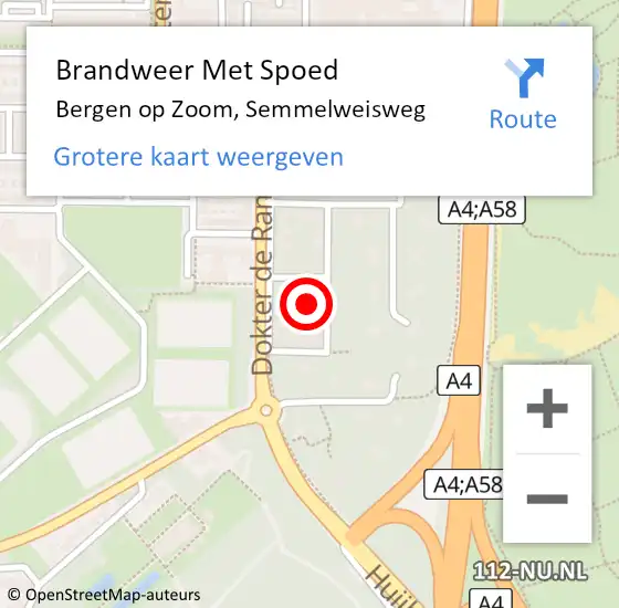 Locatie op kaart van de 112 melding: Brandweer Met Spoed Naar Bergen op Zoom, Semmelweisweg op 6 augustus 2021 23:12