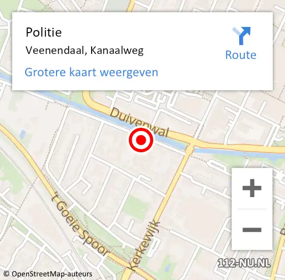 Locatie op kaart van de 112 melding: Politie Veenendaal, Kanaalweg op 6 augustus 2021 23:12