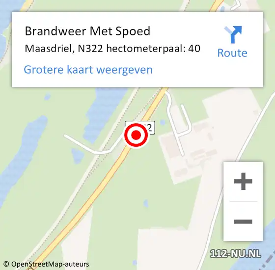 Locatie op kaart van de 112 melding: Brandweer Met Spoed Naar Maasdriel, N322 hectometerpaal: 40 op 6 augustus 2021 23:30