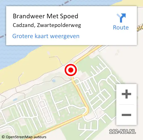 Locatie op kaart van de 112 melding: Brandweer Met Spoed Naar Cadzand, Zwartepolderweg op 6 augustus 2021 23:47