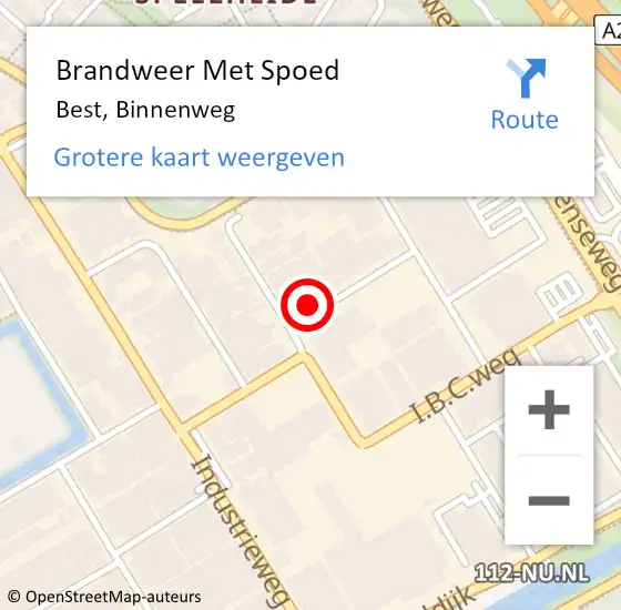 Locatie op kaart van de 112 melding: Brandweer Met Spoed Naar Best, Binnenweg op 7 augustus 2021 00:18