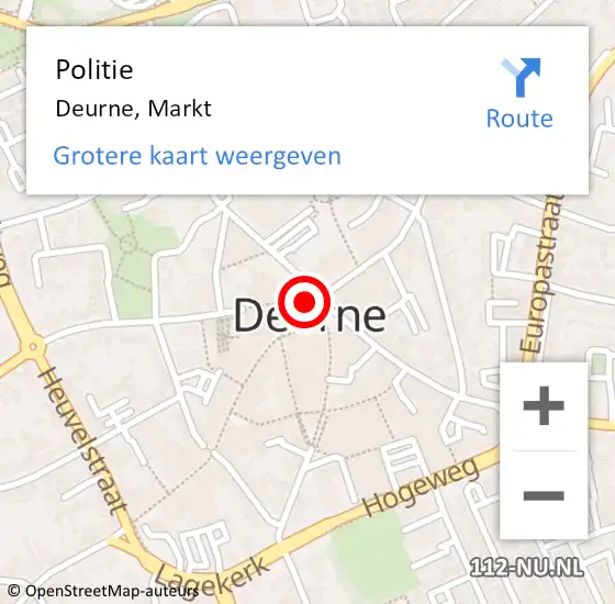 Locatie op kaart van de 112 melding: Politie Deurne, Markt op 7 augustus 2021 00:33