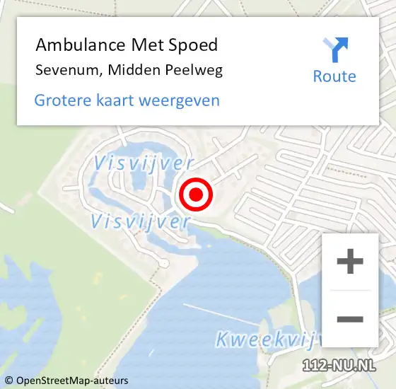 Locatie op kaart van de 112 melding: Ambulance Met Spoed Naar Sevenum, Midden Peelweg op 7 augustus 2021 00:36