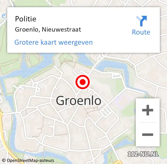 Locatie op kaart van de 112 melding: Politie Groenlo, Nieuwestraat op 7 augustus 2021 00:56