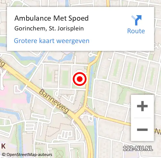 Locatie op kaart van de 112 melding: Ambulance Met Spoed Naar Gorinchem, St. Jorisplein op 7 augustus 2021 01:37