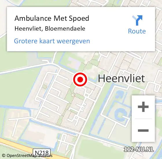 Locatie op kaart van de 112 melding: Ambulance Met Spoed Naar Heenvliet, Bloemendaele op 7 augustus 2021 01:43