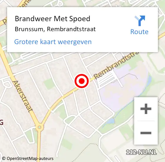 Locatie op kaart van de 112 melding: Brandweer Met Spoed Naar Brunssum, Rembrandtstraat op 7 augustus 2021 03:44