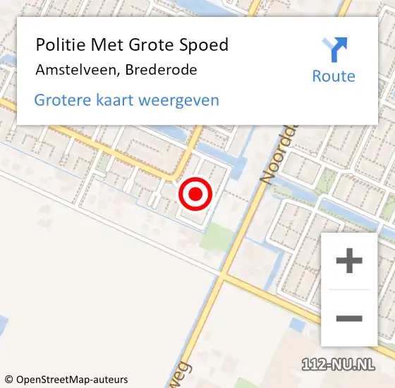 Locatie op kaart van de 112 melding: Politie Met Grote Spoed Naar Amstelveen, Brederode op 7 augustus 2021 03:58