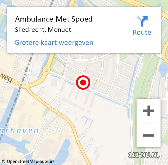 Locatie op kaart van de 112 melding: Ambulance Met Spoed Naar Sliedrecht, Menuet op 7 augustus 2021 04:07