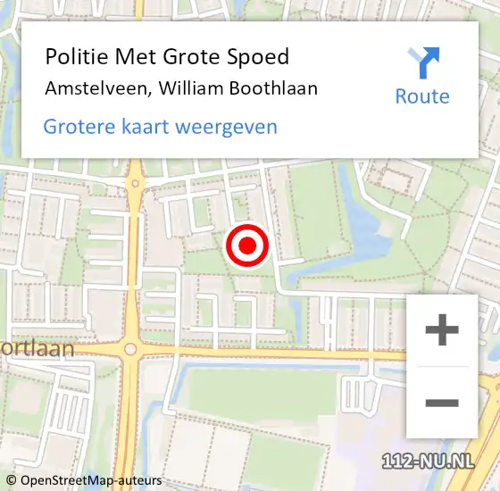 Locatie op kaart van de 112 melding: Politie Met Grote Spoed Naar Amstelveen, William Boothlaan op 7 augustus 2021 04:35